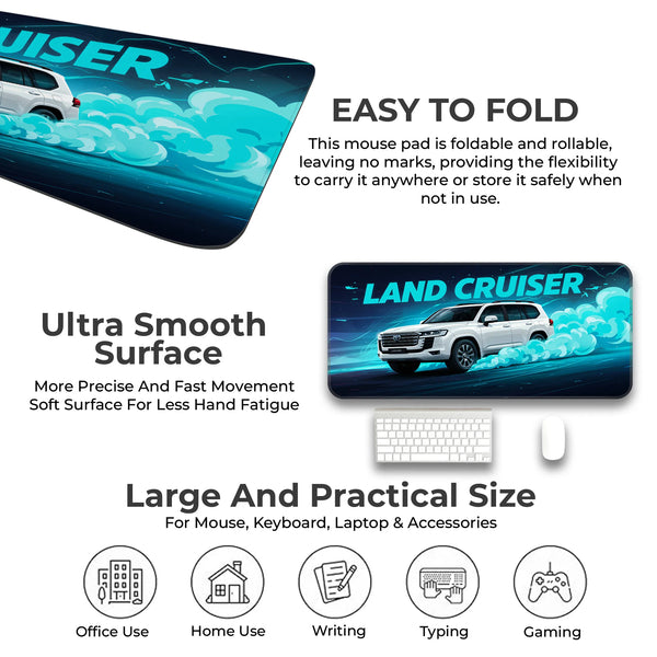 Toyota Land Cruiser White Premium SUV Deskmat