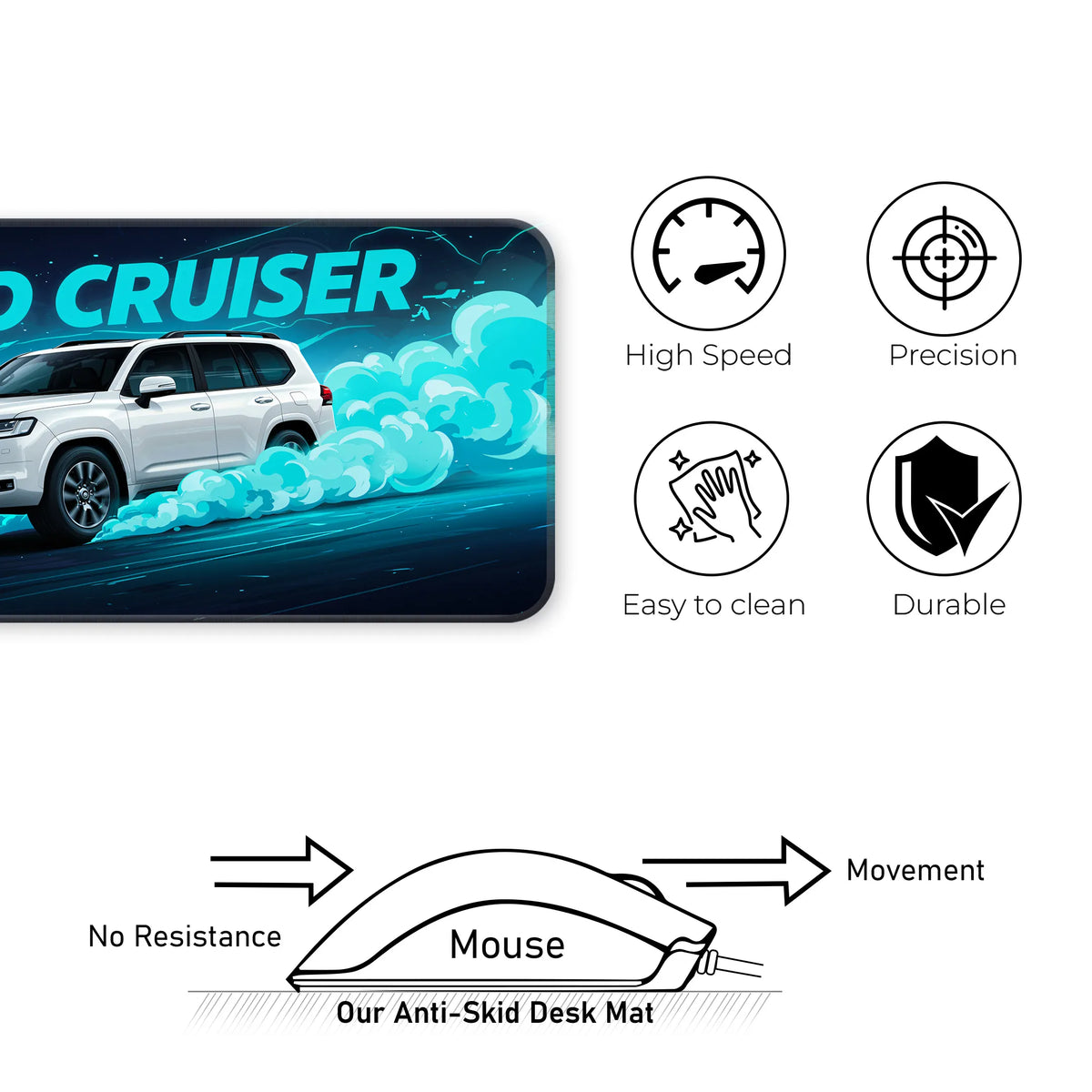Toyota Land Cruiser White Premium SUV Deskmat