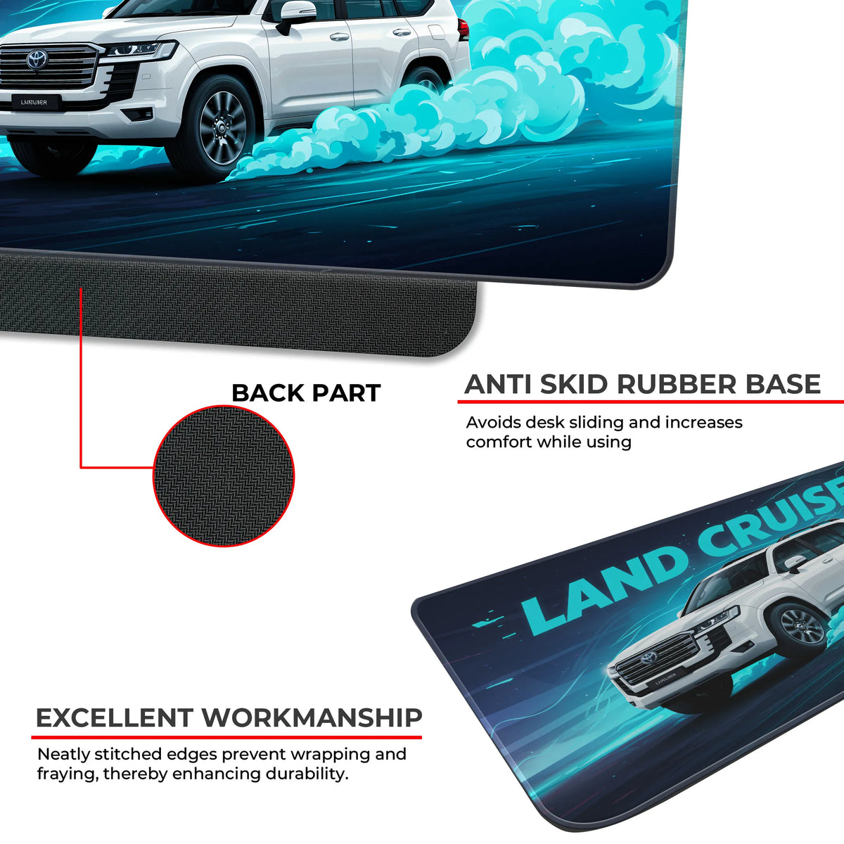 Toyota Land Cruiser White Premium SUV Deskmat