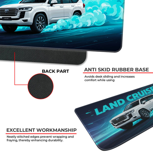 Toyota Land Cruiser White Premium SUV Deskmat