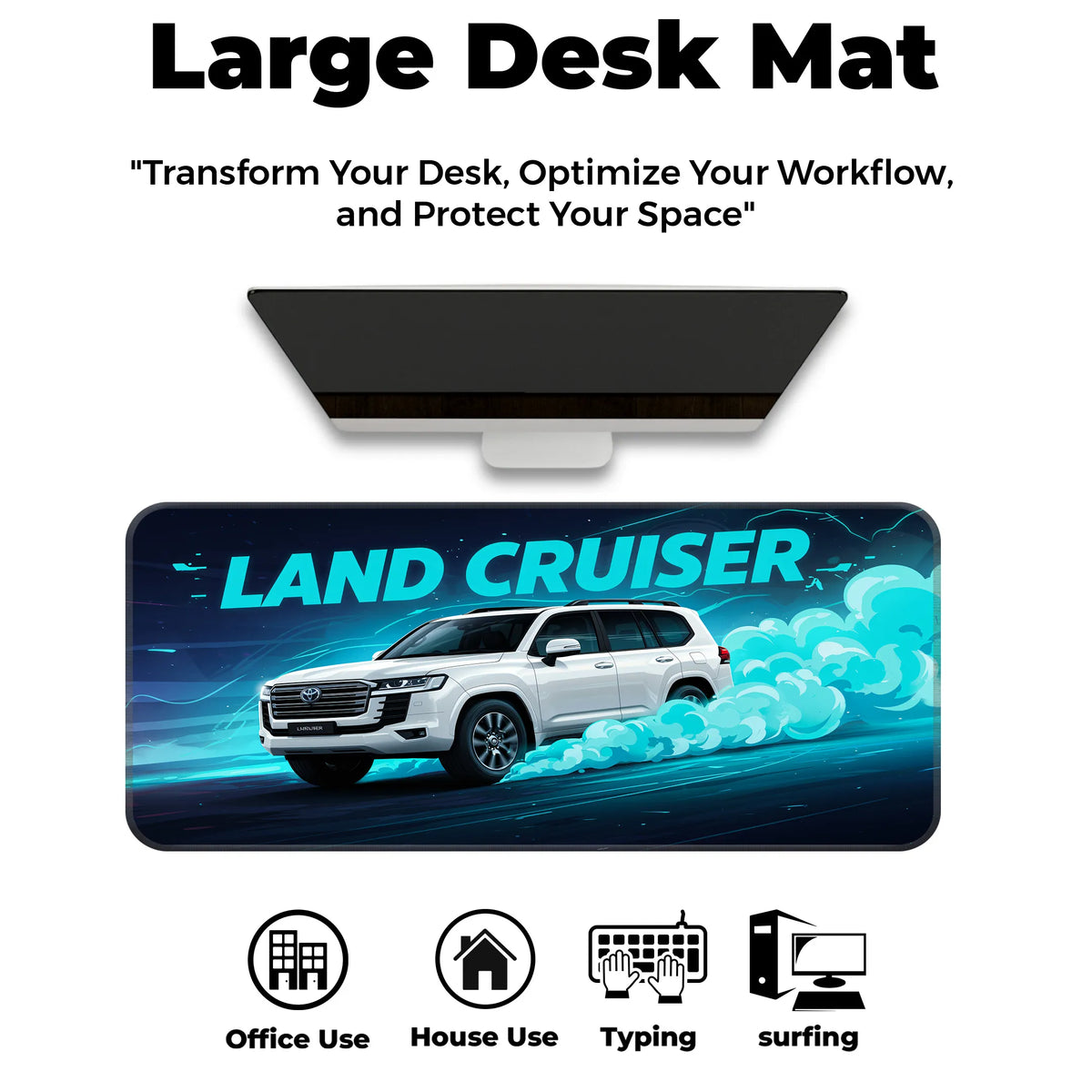 Toyota Land Cruiser White Premium SUV Deskmat