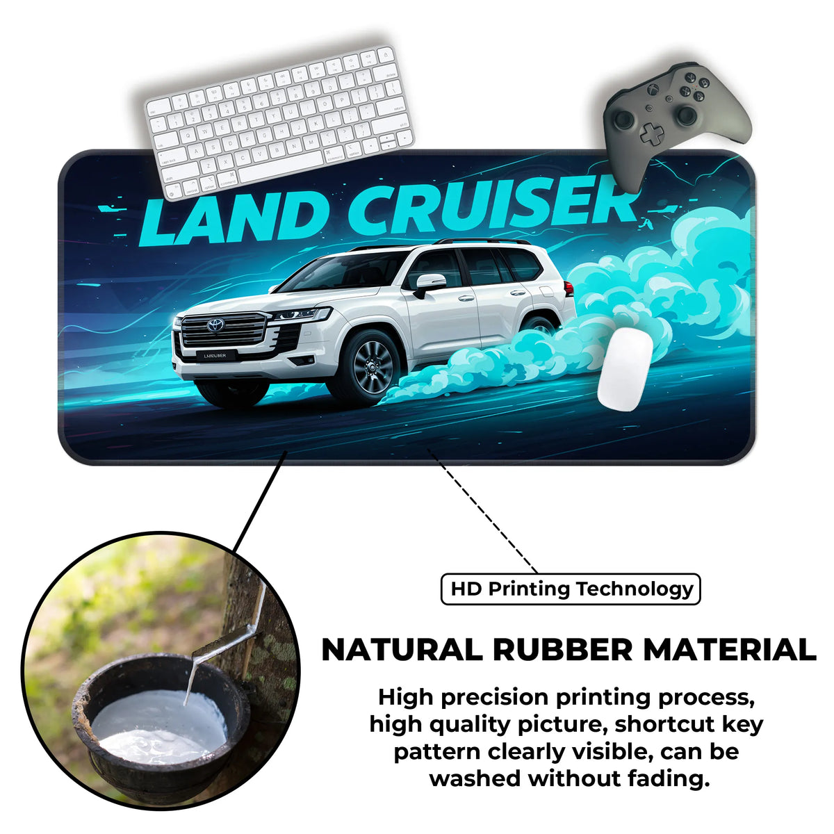 Toyota Land Cruiser White Premium SUV Deskmat