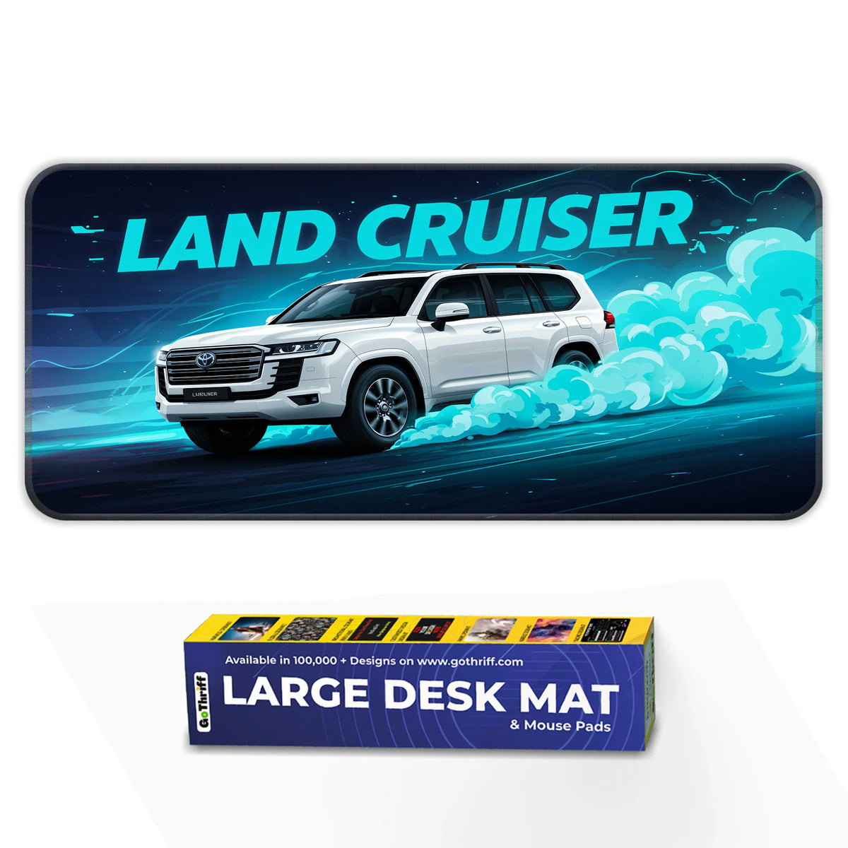 Toyota Land Cruiser White Premium SUV Deskmat