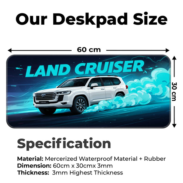 Toyota Land Cruiser White Premium SUV Deskmat