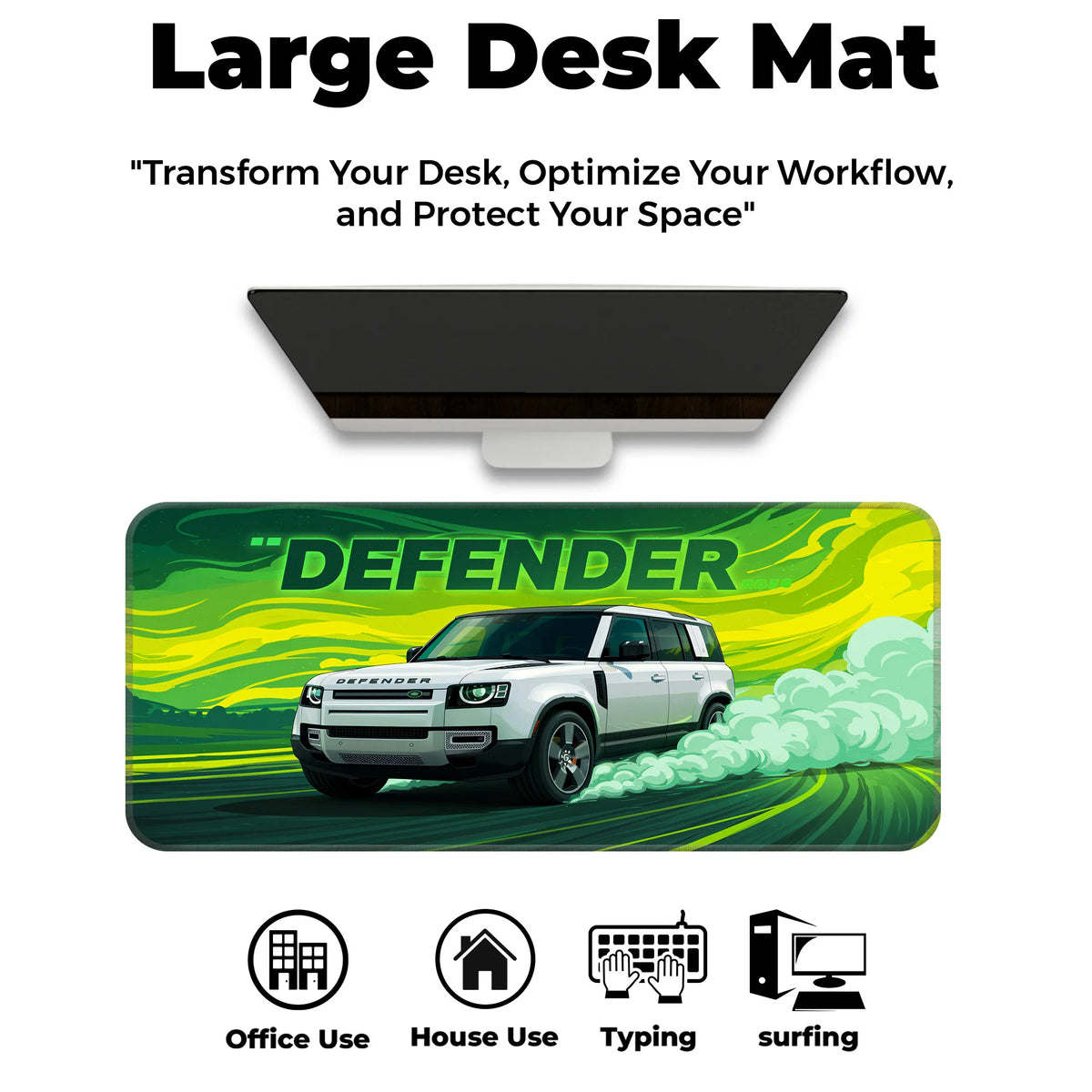 Land Rover Defender White Adventure SUV Deskmat