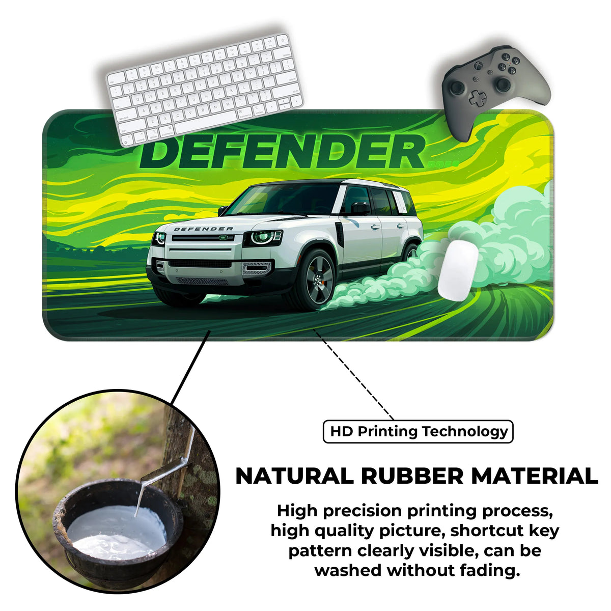 Land Rover Defender White Adventure SUV Deskmat