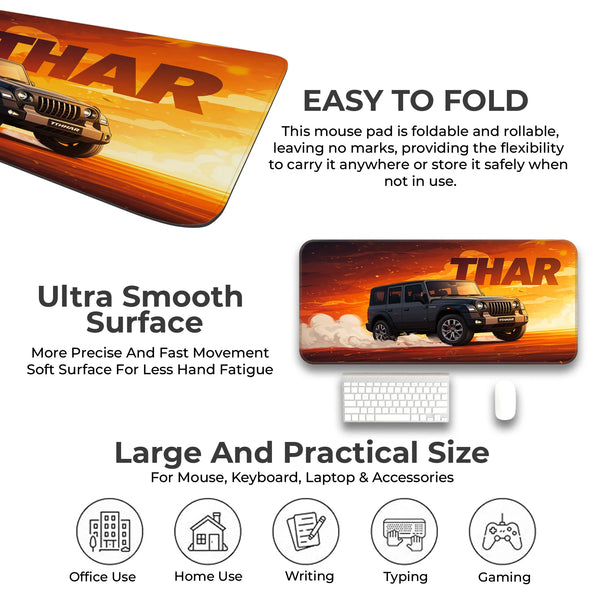 Mahindra Thar 5-Door Black SUV Deskmat