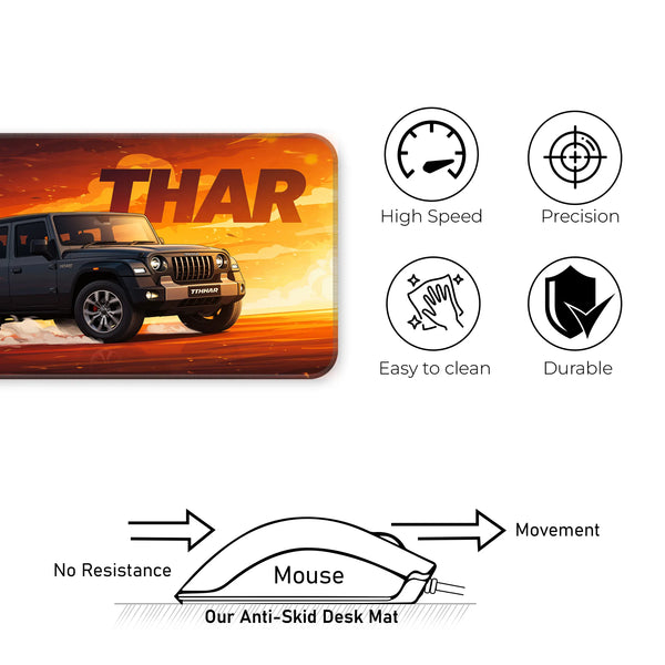 Mahindra Thar 5-Door Black SUV Deskmat