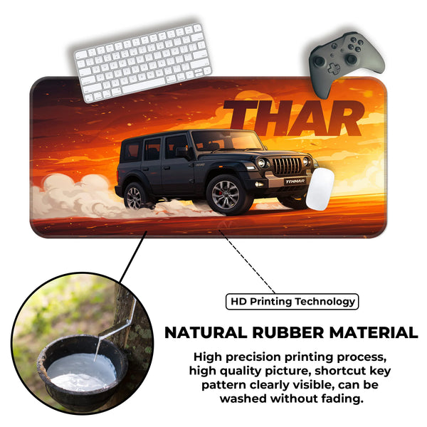 Mahindra Thar 5-Door Black SUV Deskmat