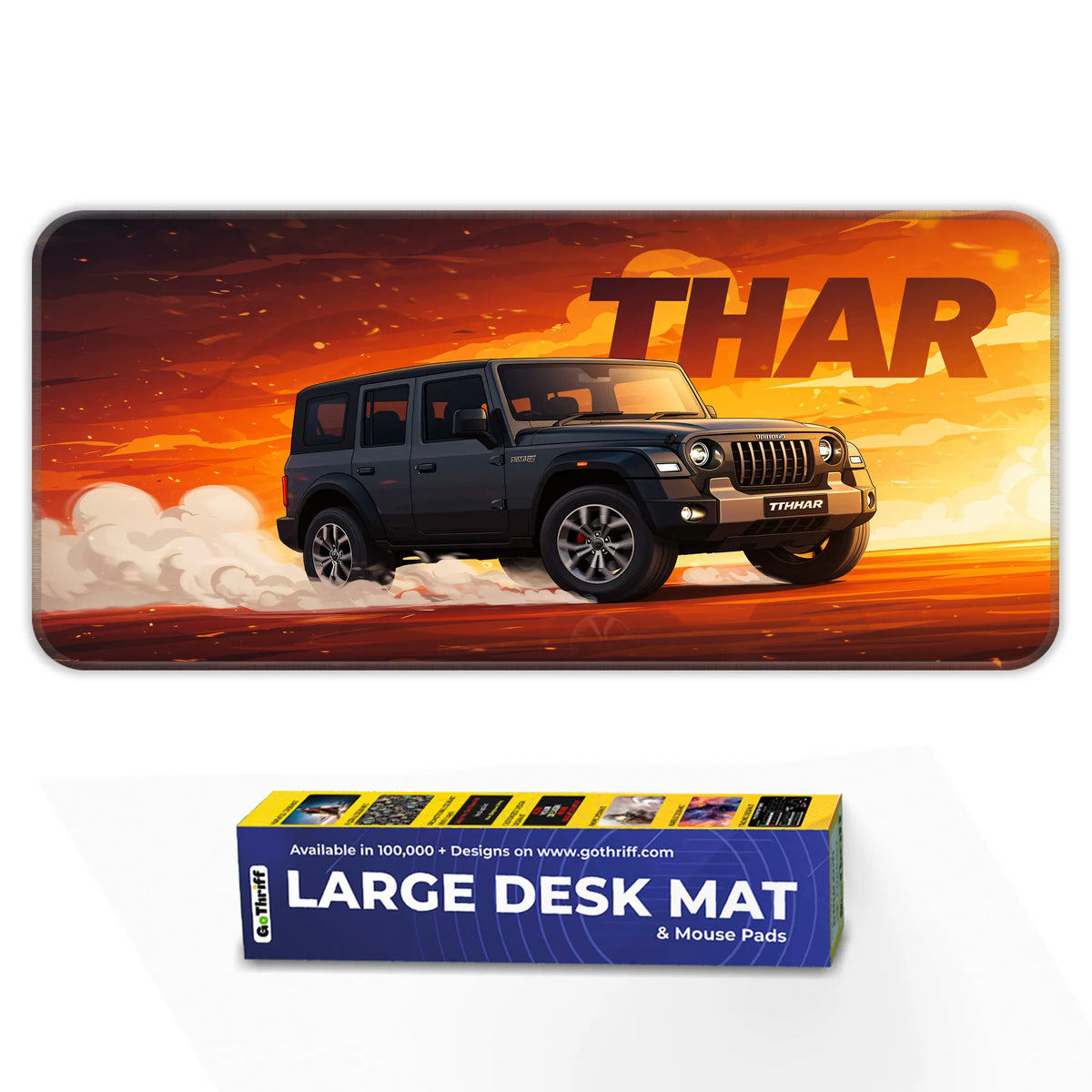 Mahindra Thar 5-Door Black SUV Deskmat