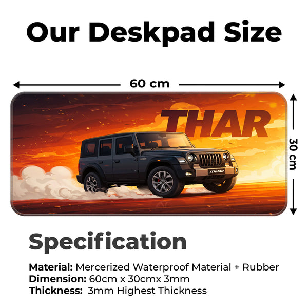 Mahindra Thar 5-Door Black SUV Deskmat