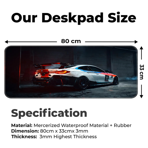 BMW M4 GT3 Racing Car Rear View Deskmat
