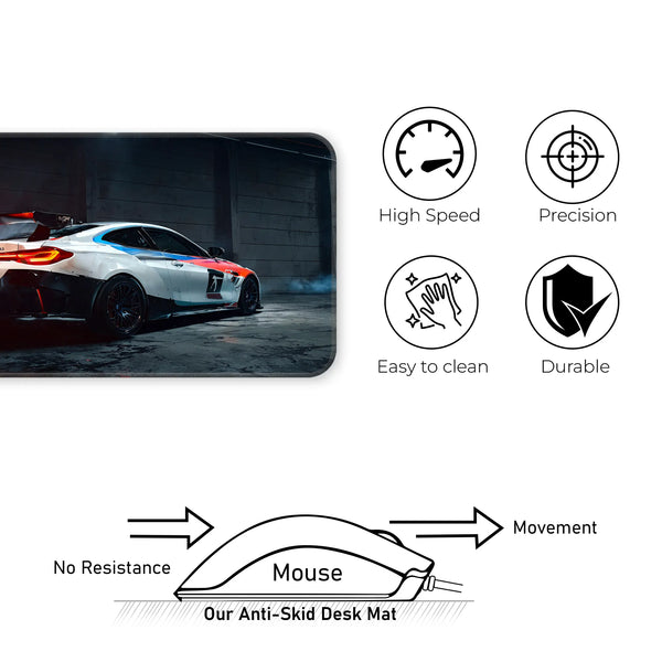 BMW M4 GT3 Racing Car Rear View Deskmat