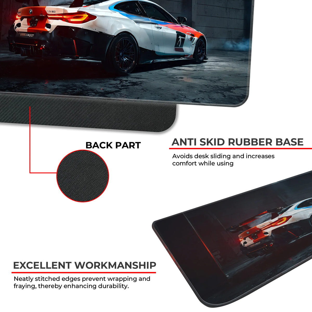 BMW M4 GT3 Racing Car Rear View Deskmat