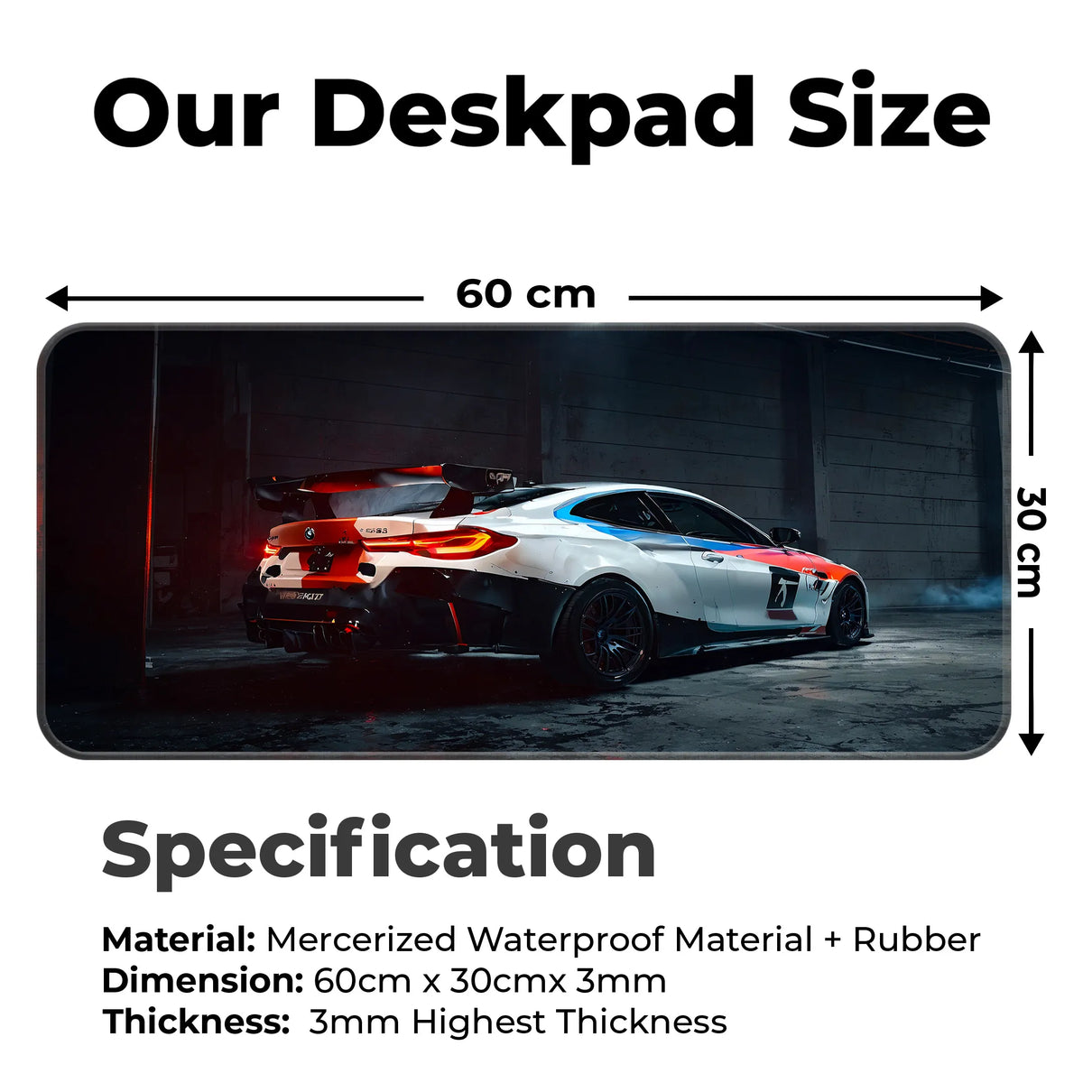 BMW M4 GT3 Racing Car Rear View Deskmat