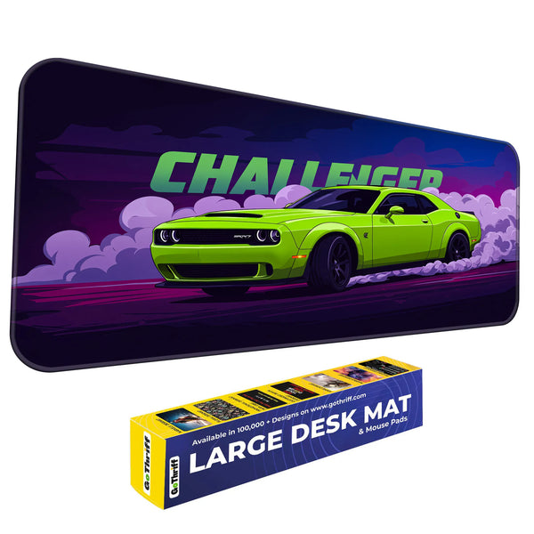 Dodge Challenger Drift Neon Green Deskmat