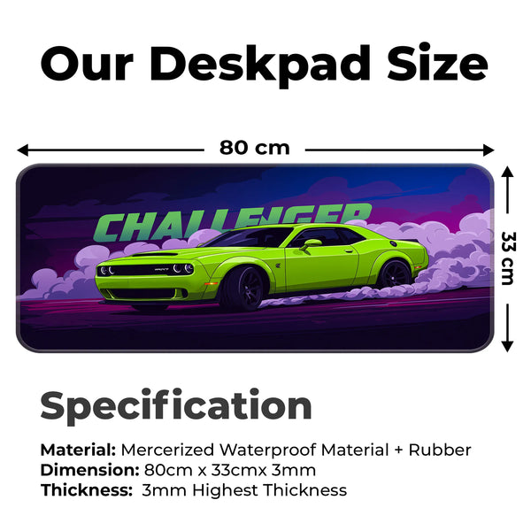 Dodge Challenger Drift Neon Green Deskmat