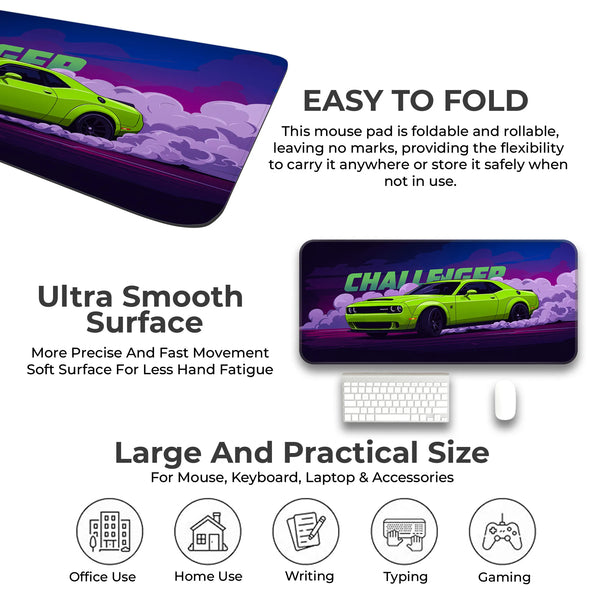 Dodge Challenger Drift Neon Green Deskmat