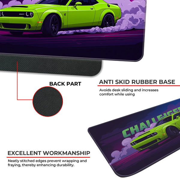 Dodge Challenger Drift Neon Green Deskmat