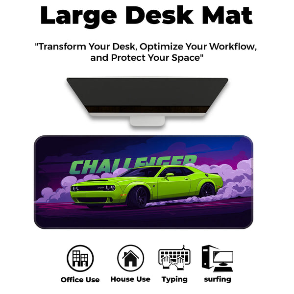 Dodge Challenger Drift Neon Green Deskmat