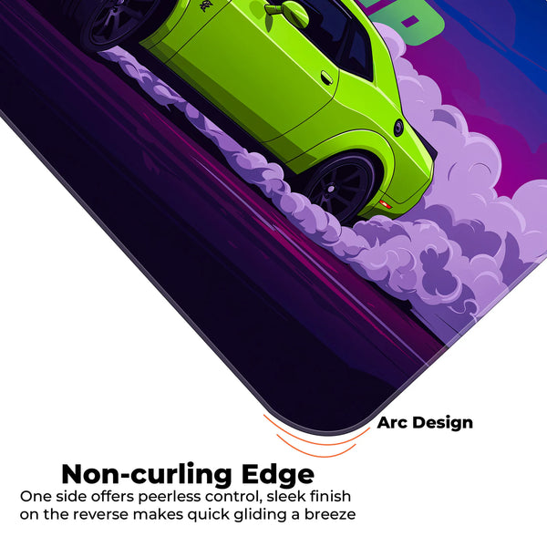 Dodge Challenger Drift Neon Green Deskmat
