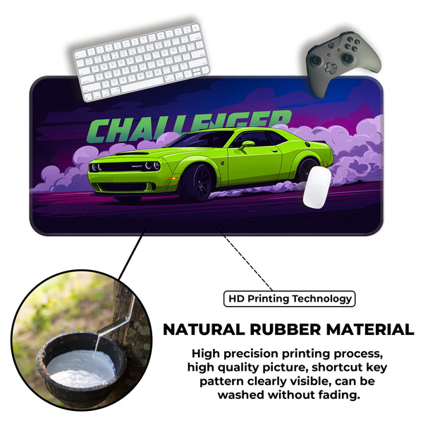 Dodge Challenger Drift Neon Green Deskmat