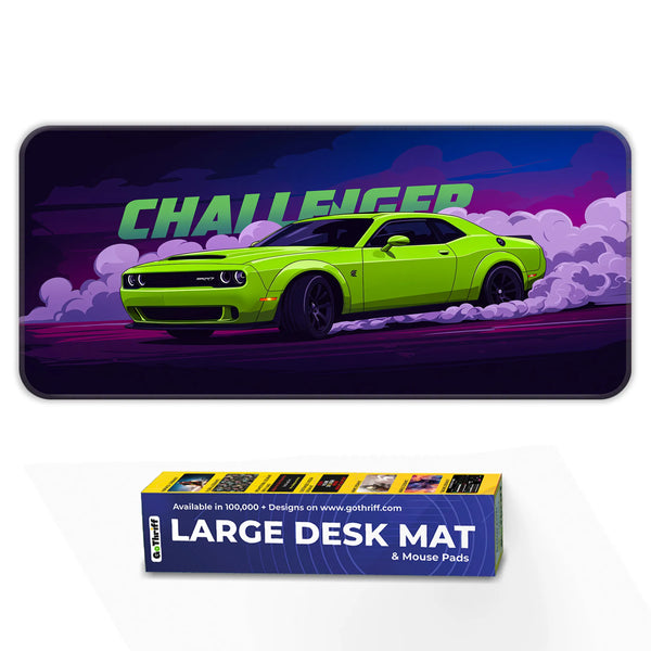 Dodge Challenger Drift Neon Green Deskmat