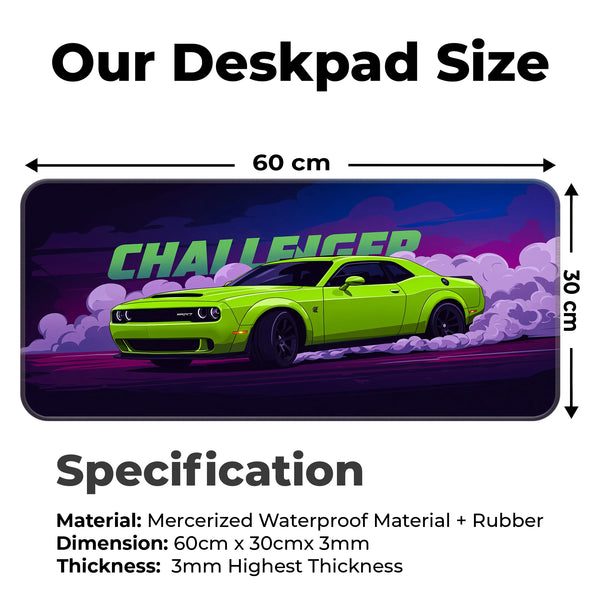Dodge Challenger Drift Neon Green Deskmat