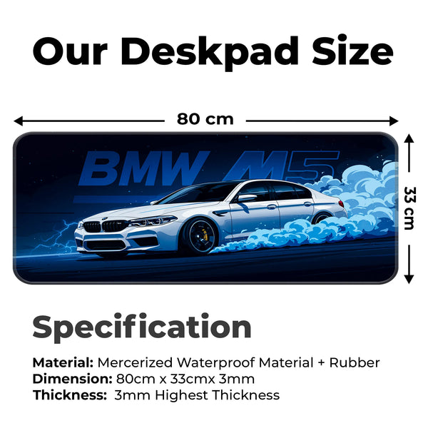 BMW M5 Drift Smoke Blue Art Deskmat