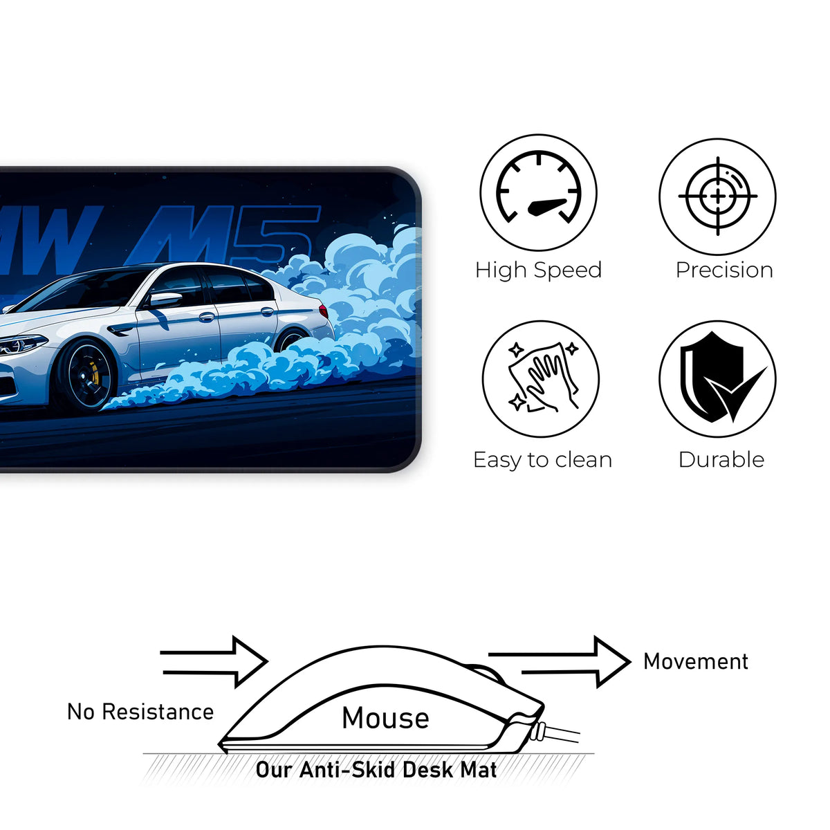 BMW M5 Drift Smoke Blue Art Deskmat