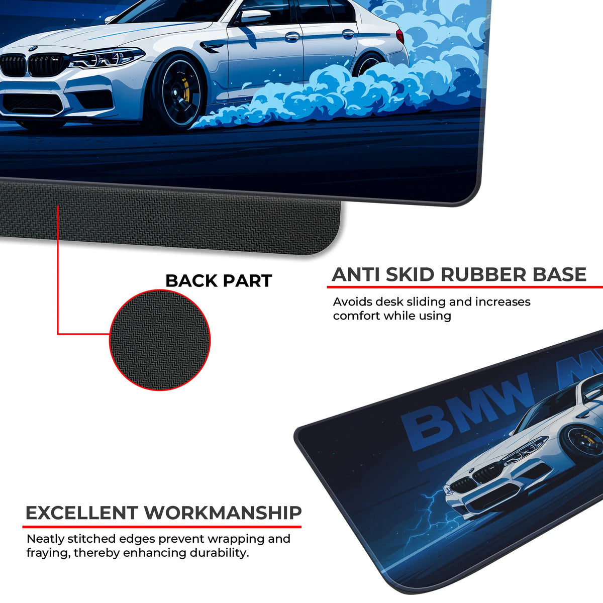 BMW M5 Drift Smoke Blue Art Deskmat