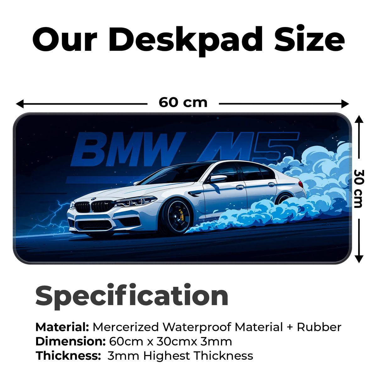 BMW M5 Drift Smoke Blue Art Deskmat