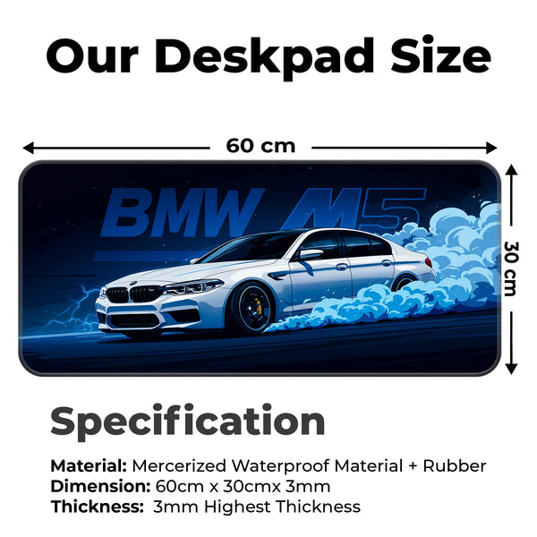 BMW M5 Drift Smoke Blue Art Deskmat