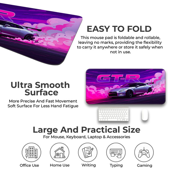 Nissan GT-R Neon Drift Purple Deskmat