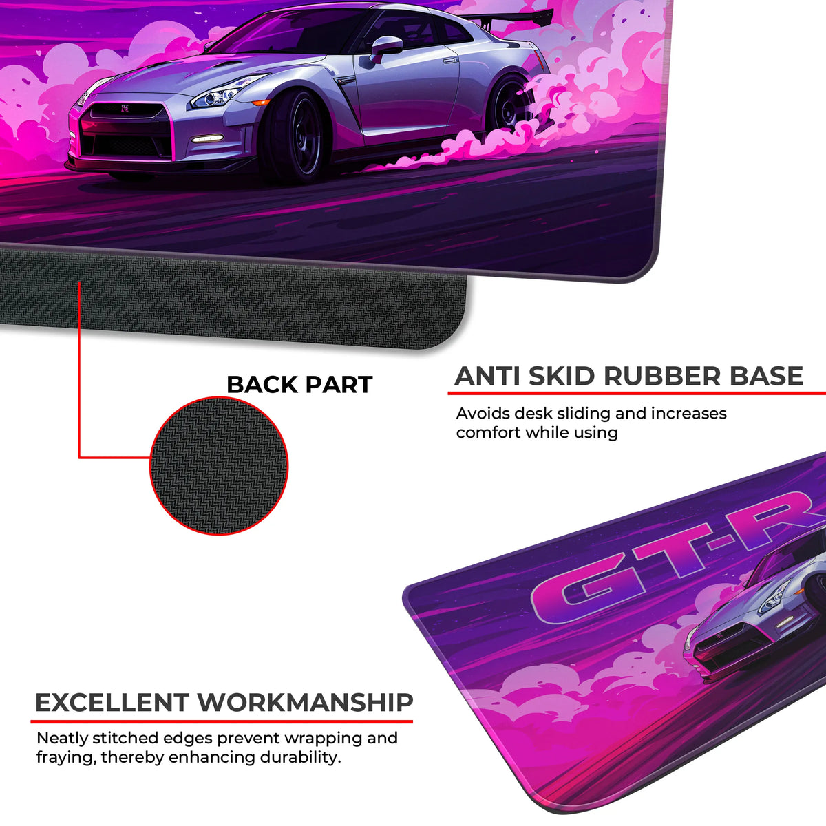 Nissan GT-R Neon Drift Purple Deskmat