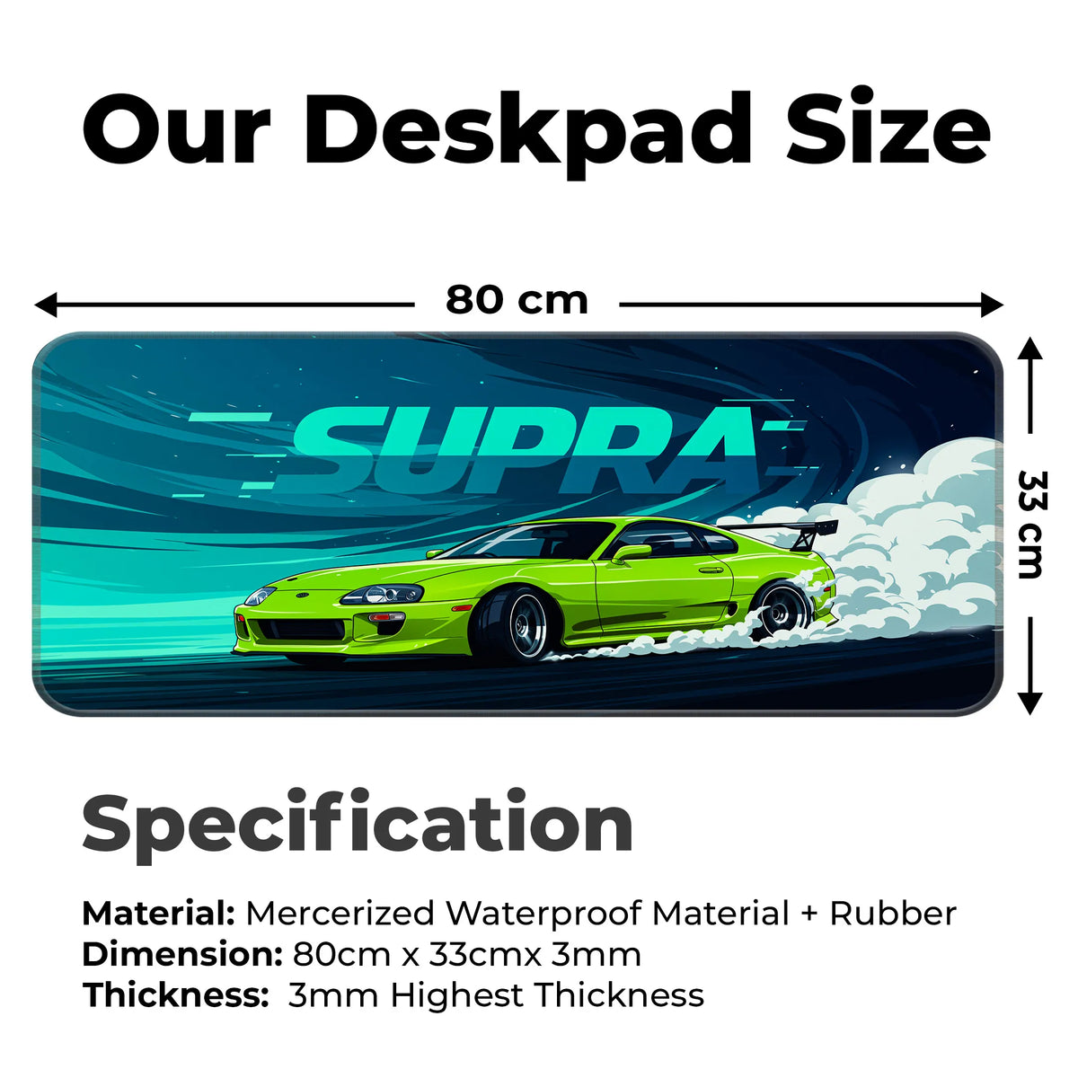 Toyota Supra JDM Drift Green Deskmat