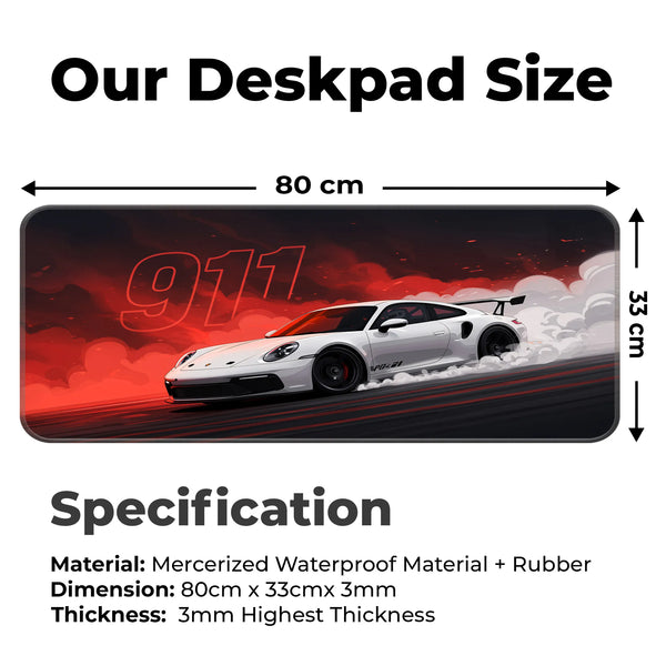 Porsche 911 Drift Red Smoke Deskmat