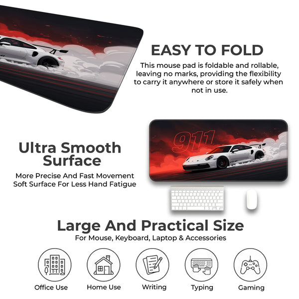 Porsche 911 Drift Red Smoke Deskmat