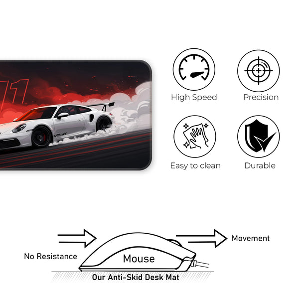Porsche 911 Drift Red Smoke Deskmat
