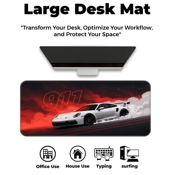 Porsche 911 Drift Red Smoke Deskmat