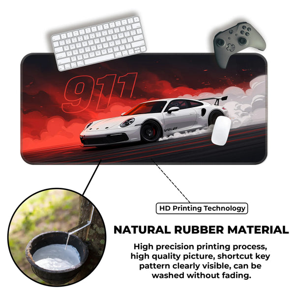 Porsche 911 Drift Red Smoke Deskmat