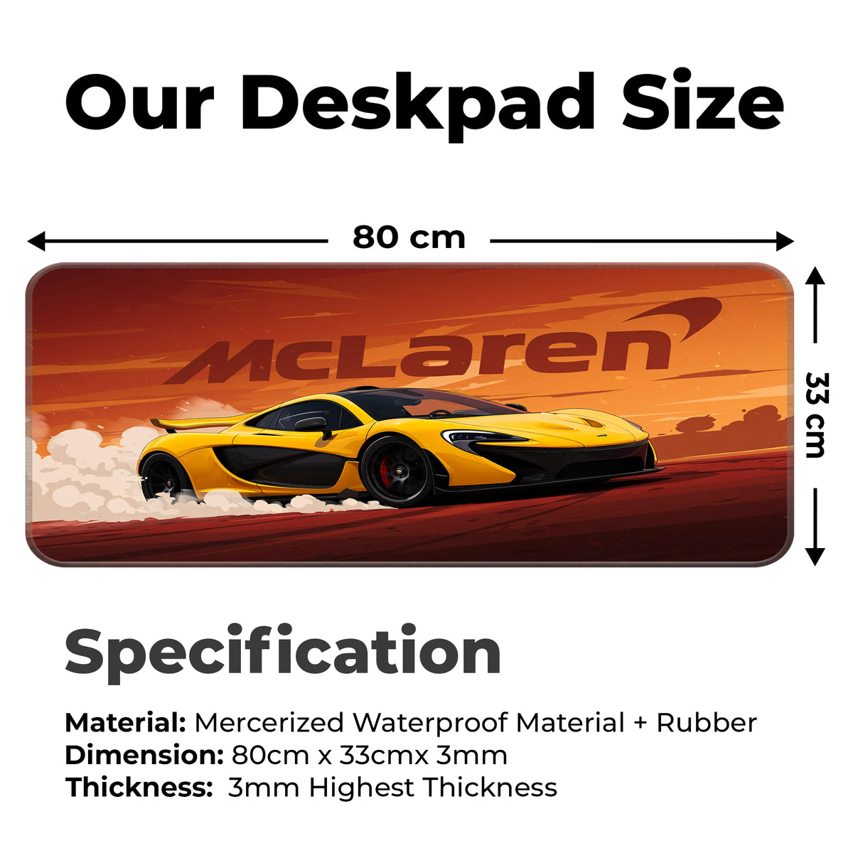 McLaren P1 Supercar Yellow Art Deskmat