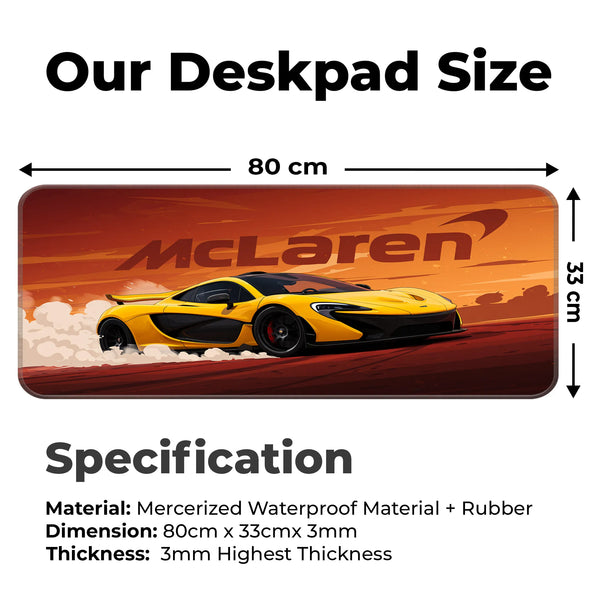 McLaren P1 Supercar Yellow Art Deskmat