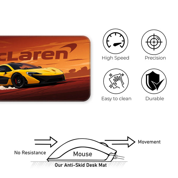 McLaren P1 Supercar Yellow Art Deskmat