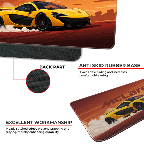McLaren P1 Supercar Yellow Art Deskmat
