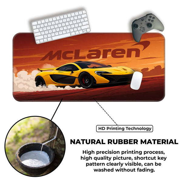 McLaren P1 Supercar Yellow Art Deskmat