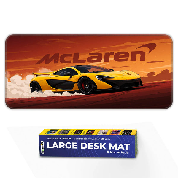 McLaren P1 Supercar Yellow Art Deskmat