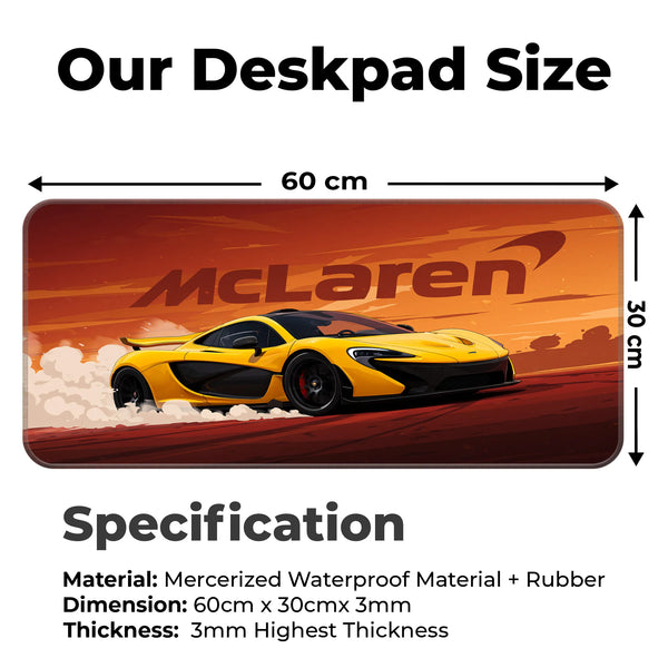 McLaren P1 Supercar Yellow Art Deskmat