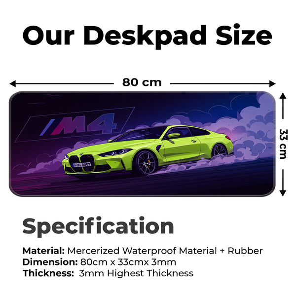 BMW M4 Neon Green Drift Deskmat
