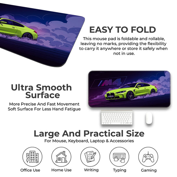 BMW M4 Neon Green Drift Deskmat